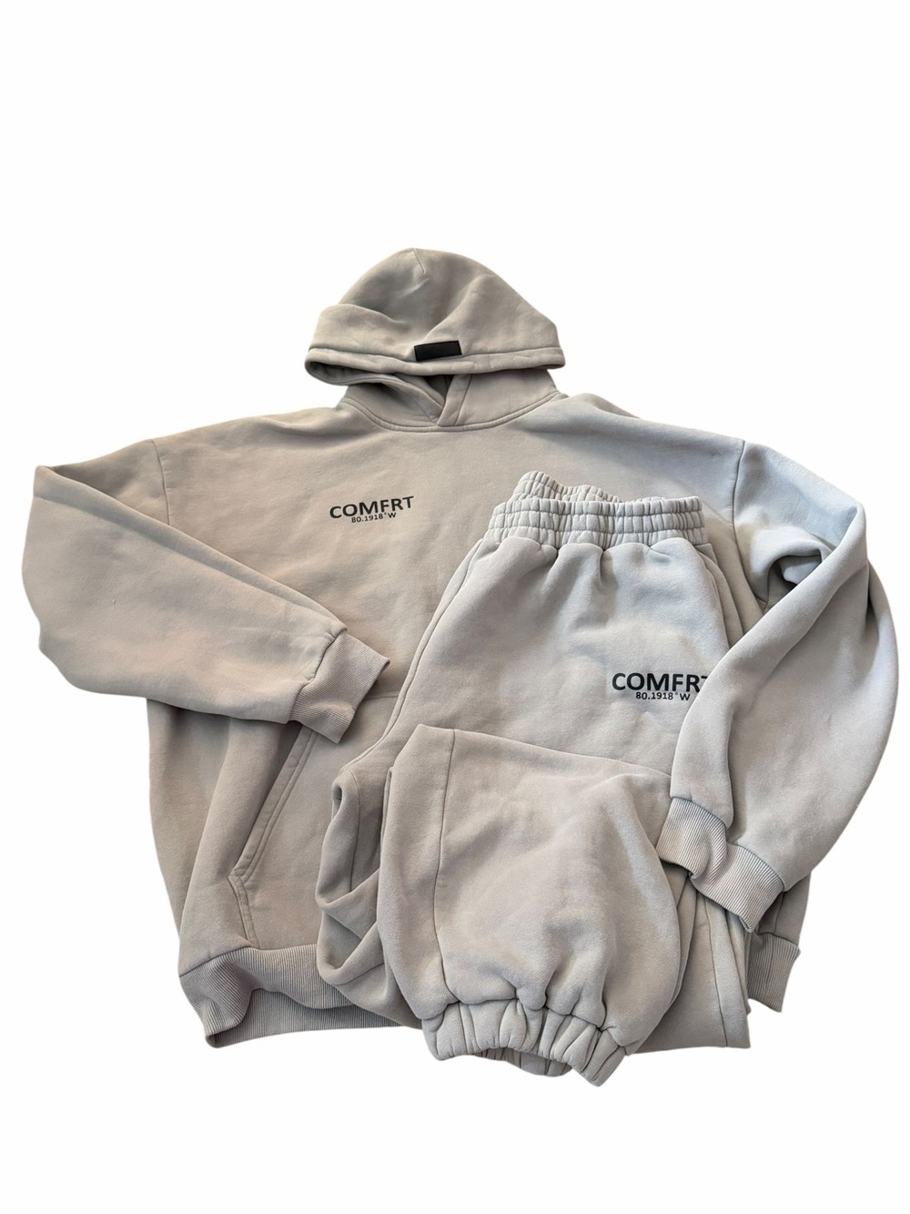 SET Comfrt Coordinate Signature Hoodie and Sweatpants stone 3x lounge plus size